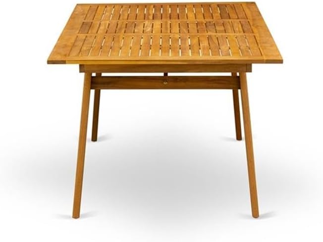Pemberly Row 7-Piece Patio Dining Set, Rectangular Wood Table & 6 Folding Chairs, Natural Oil Finish, Lightweight Outdoor Furniture for Garden or Patio Dining with Small Gatherings, Easy to Store