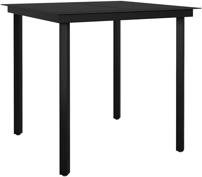 Afuera Living 5-Piece Contemporary Patio Dining Set, Synthetic Poly Rattan & Powder-Coated Steel, Dark Gray/Black Finish, Cushioned Seating, Square Table for Outdoor Garden, Terrace, or Balcony Use