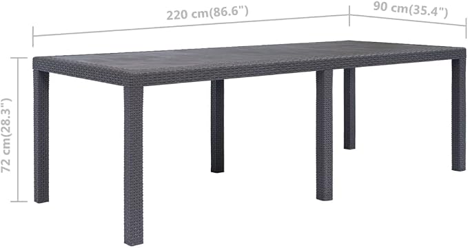 vidaXL Patio Table, Outdoor Dining Table, Garden Table, Garden Furniture for Front Porch Deck Lawn Backyard Balcony Terrace, Plastic Brown