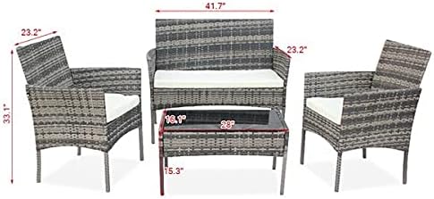 Three Colors Patio Furniture Set Outdoor Living Room Balcony Rattan Furniture Four-Piece-Brown Outdoor Furniture (Color : B) (C)