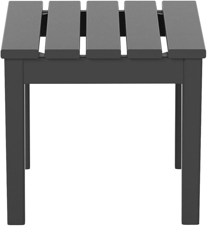 Costaelm Small Outdoor Side Table, Patio End Table Weather Resistant Outdoor Coffee Table, Square Conversation Table for Indoor, Porch, Balcony, Garden, Poolside, Deck, Gray