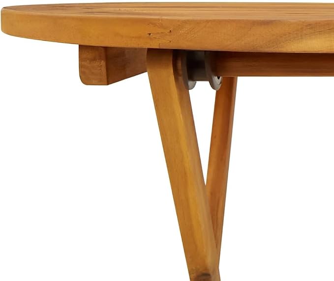 Solid Acacia Wood Folding Patio Table 27.6 Inch Outdoor Dining Table for Garden, Farmhouse Style Coffee with Natural Oil Finish