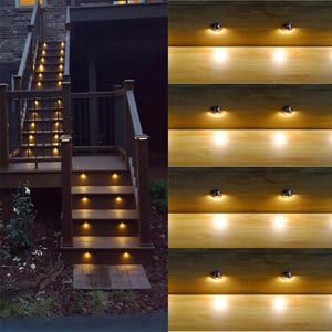 Pack of 6 Warm White LED Deck Lights kit Φ1.38 Outdoor Garden Yard Decoration Lamp Recessed Pathway Step Warm White LED Lighting, Black