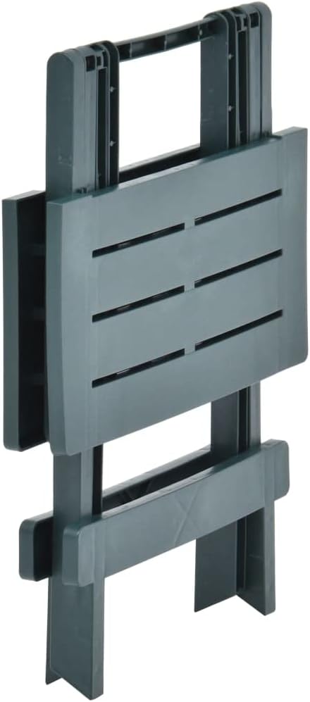 Folding Garden Table, Small Outdoor Side Table for Balcony and Patio, Square Portable Table, Synthetic Plastic, Matte Finish, 17.7 x 17.7 x 19.7 in, Green