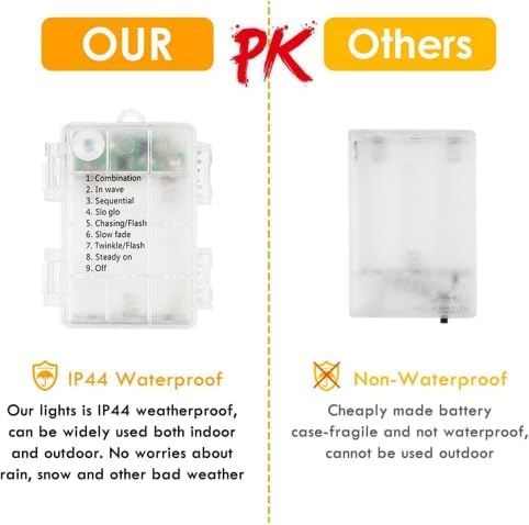 2 Pack Fairy Lights Battery Operated with Remote 33FT 100 LED Cool White | Remote Control, 8 Modes, Timer, Adjustable brightness, Waterproof Lights for Indoor Outdoor Classroom Christmas Decor
