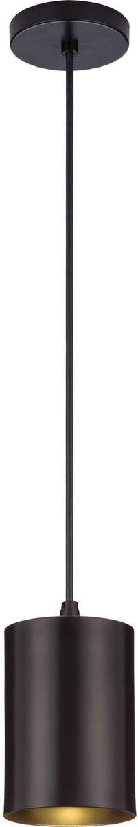 Progress Lighting Cylinder Collection 5-Inch 1-Light Antique Bronze Modern Outdoor Hanging Pendant Light, 9.80x5.00x5.00