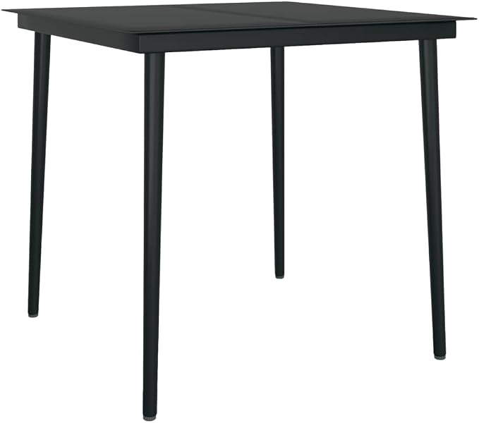 31.5 by 31.5 Inch Square Glass Top Outdoor Dining Table with Durable Steel Frame