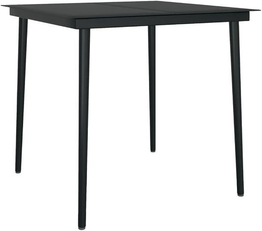 31.5 by 31.5 Inch Square Glass Top Outdoor Dining Table with Durable Steel Frame