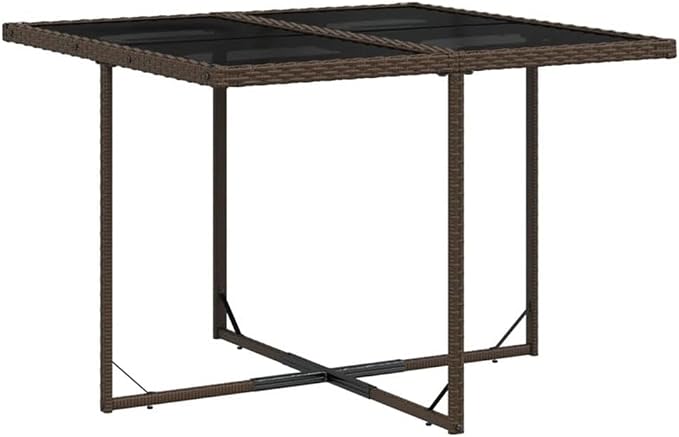 Afuera Living 5-Piece Rattan Patio Dining Set, Brown/Cream White Finish, PE Rattan & Powder-Coated Steel, Foldable Chairs with Removable Cushions, Weather-Resistant, Outdoor Table for Garden or Patio