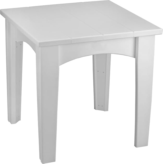 LuxCraft Island End Table – HDPE Poly Lumber Outdoor Side Table, Weatherproof Patio Accent Table, Low-Maintenance Porch Furniture (White)