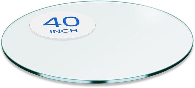 Dulles Glass 40 inch Round Glass Table Top - Tempered - 1/4" Thick Glass Surface, Safe Flat Polished, Multipurpose for Dining Table, Patio, Coffee and End Table
