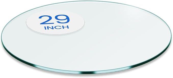 Dulles Glass 29" Round Glass Table Top, 1/4" Thick Clear Tempered Replacement Glass, Flat Polished Edge for Coffee, Dining, Patio Tables & Furniture Protection