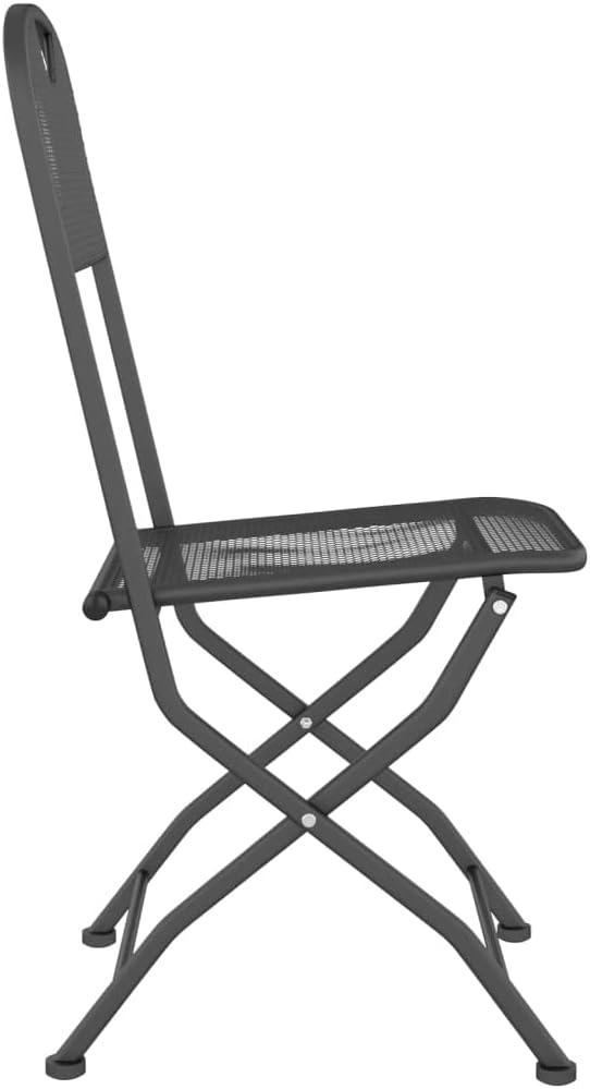 5 Piece Patio Dining Set with Expanded Metal Mesh Anthracite and Folding Chairs, E-Coating Finish Outdoor Dining Set for Lovely Meals