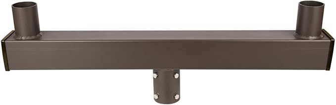 180 Degree Quad Bullhorn Tenon Adapte for 2 Lights,Mounting Bracket with Round Pole,Double Tenons in 2 3/8 inch Slip Fitter Light,for Parking Lot Light and Outdoor Lighting fixtures
