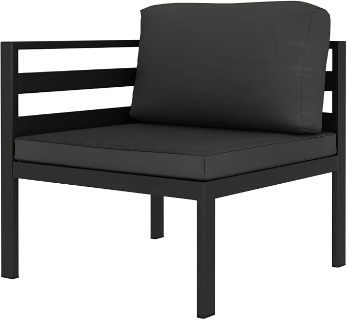 3-Piece Garden Lounge Set, Anthracite Aluminum Patio Furniture Set, Modular Outdoor Sectional Sofa with Cushions and Table for Yard, Balcony and Terrace