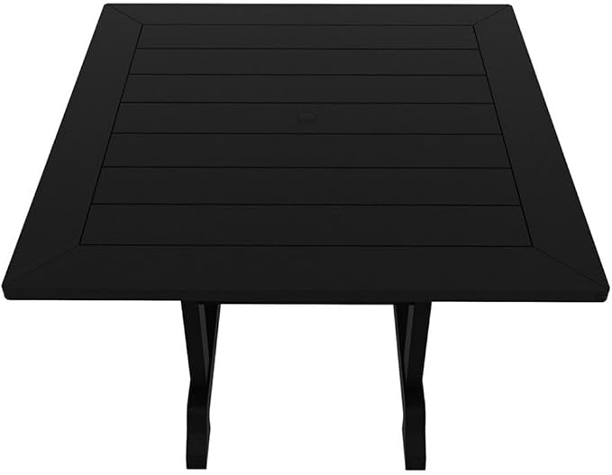 Costaelm Square Outdoor Dining Tables, 43'' Patio Table with Umbrella Hole for 4 Person, Balcony Outdoor Buffet Porch for Outside Lawn Porch Bistro Furniture, Black