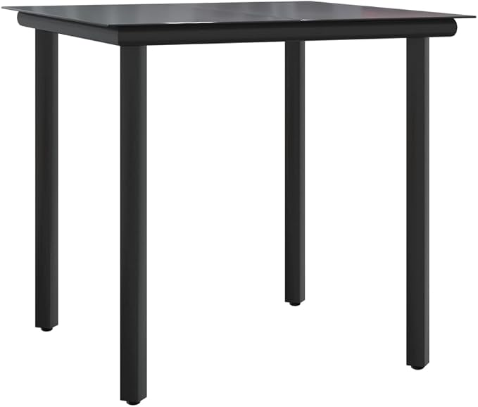 3 Piece Patio Dining Set, Poly Rattan Bistro Furniture Set with 31.5 Inch Tempered Glass Table and 2 Chairs, Black Backyard Balcony Porch Conversation Set