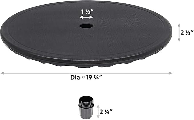 Outdoor Adjustable Umbrella Table Tray, 20'' Portable Round Umbrella Table Top for 1.5ft Patio Umbrella Pole, Black.