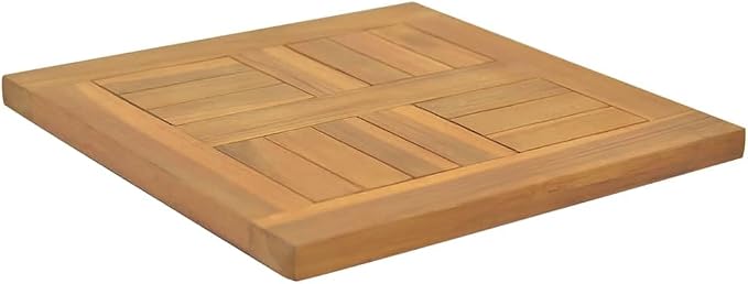 Square Solid Teak Wood Table Top 15.7 x 15.7 Inch, Weather Resistant Indoor Outdoor Replacement Tabletop for Dining Room, Cafe, Restaurant, Brown