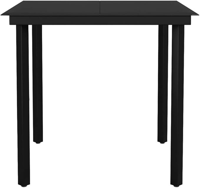 Afuera Living Contemporary Patio Dining Set, PE Rattan Construction, Black Finish, Square Table and 4 Chairs, Weather-Resistant Outdoor Furniture for Terrace or Garden