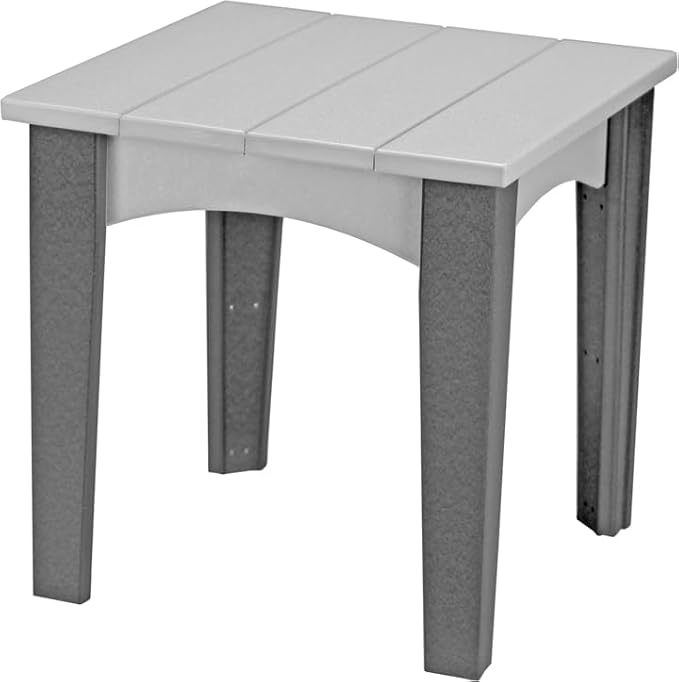 LuxCraft Island End Table – HDPE Poly Lumber Outdoor Side Table, Weatherproof Patio Accent Table, Low-Maintenance Porch Furniture (Dove Gray & Slate)