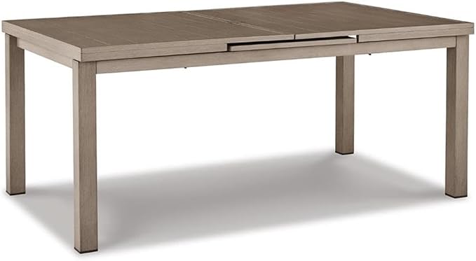 BOWERY HILL Outdoor Rectangular Aluminum Dining Table, Light Brown Finish, 71-94 in Expandable Design, Durable Wood-Look Paint, Stainless Steel Hardware, Patio Furniture for 10-Person Dining Use