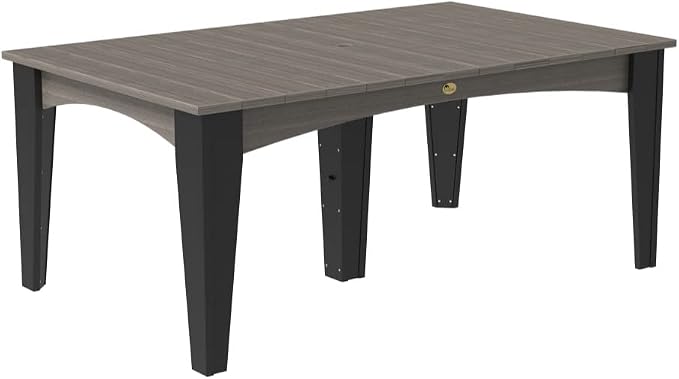 LuxCraft Poly Island Dining Table, 44" x 72" Rectangular Outdoor Patio Table, Made with Recycled Plastics, Made in USA (Coastal Gray & Black)
