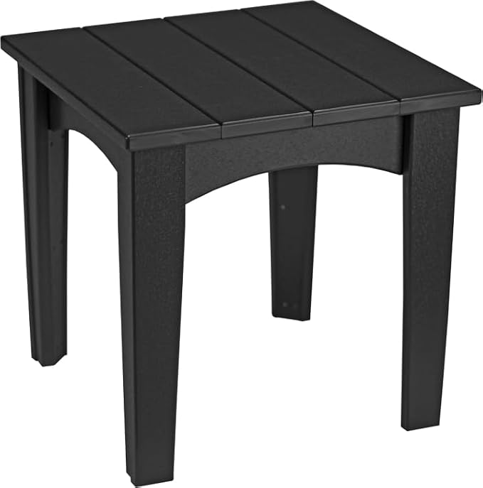 LuxCraft Island End Table – HDPE Poly Lumber Outdoor Side Table, Weatherproof Patio Accent Table, Low-Maintenance Porch Furniture (Black)