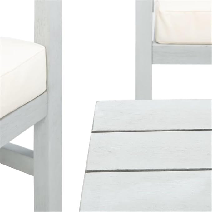 SAFAVIEH Outdoor Collection Montez Grey / Beige Cushions/ Striped Pillows 4-Piece Conversation Patio Set