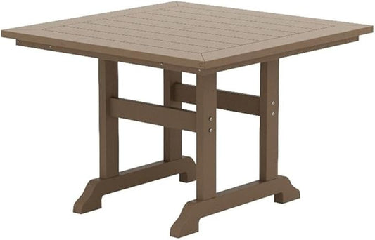 Costaelm Square Outdoor Dining Tables, 43'' Patio Table with Umbrella Hole for 4 Person, Balcony Outdoor Buffet Porch for Outside Lawn Porch Bistro Furniture, Weathered Wood