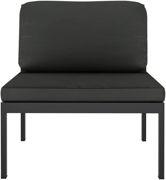 3-Seater Patio Sofa, Aluminum Outdoor Sectional Couch with Cushions, Modular Middle Sofa Chair Set for Backyard, Garden, Porch and Deck, Anthracite Grey