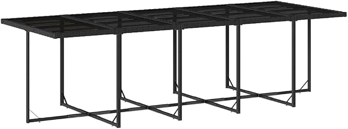 Garden Dining Set Black PE Rattan Large Expandable Outdoor Patio Furniture 15 Piece with Cushioned Chairs and Tempered Glass Table for Family Parties Backyard Entertaining