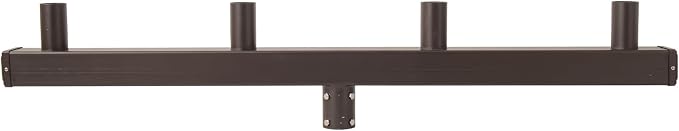180 Degree Vertical Tenon Bullhorn Bracket for 4 Lights, Low Profile Bullhorn with 4 Arms, 2-3/8 in Slip Fitter Light Mounting for Parking Lot Pole Bracket Dark Bronze Heavy Steel