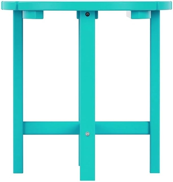 Costaelm Round Outdoor Side Tables, Adirondack Patio Tables for Outside, HDPE Patio End Table Weather Resistant, Balcony Table for Pool, Seaside, Backyard, Porch, Indoor Companion, Turquoise