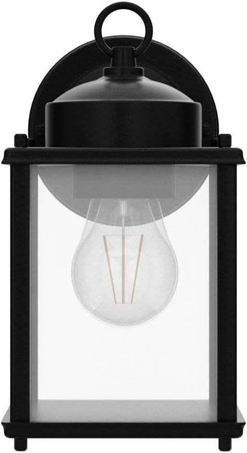 MATAMEYE Outdoor Wall Lantern, Exterior Waterproof Wall Sconce Light Fixtures, Black Front Door Wall Lighting with Clear Beveled Glass Shade, 2 Pack