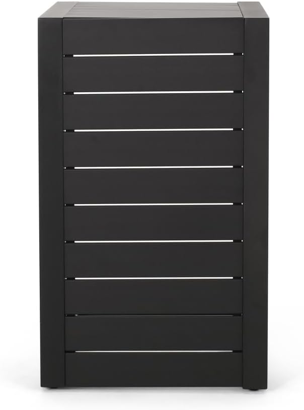 Modern Aluminum C-Shaped Outdoor Side Table for Patio, Poolside, or Garden - Sleek Silver Finish with Space-Saving Design (Black + Aluminium)