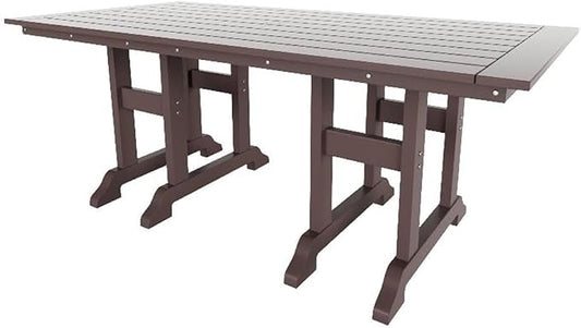 Costaelm Rectangle Outdoor Dining Tables, 71'' Patio Table with Umbrella Hole for 6 Person, Balcony Outdoor Buffet Table, Porch Tables for Outside Lawn Porch Bistro Furniture, Dark Brown