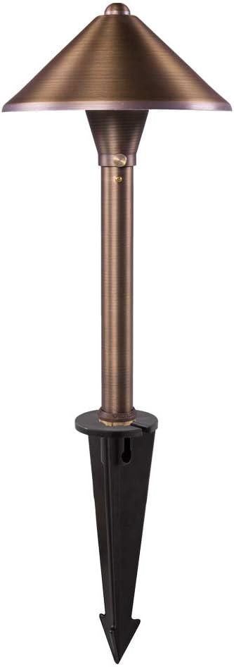 VOLT Conehead 12V Brass Mini Path Light (Bronze) & 3W 2700K G4 LED Bulb | 8-Foot Diameter Illumination, 300 Lumens, Warm White Light, Low Voltage, Ideal for Pathway Walkway Garden Driveway or Patio