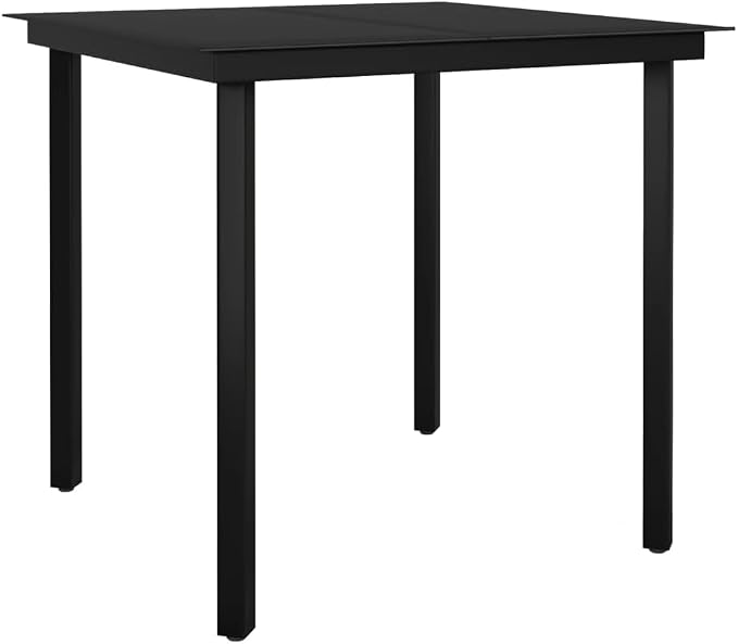Modern 3-Piece Black Dining Set with Powder-Coated Steel Frame and Glass Table, PE Rattan Chairs for Outdoor Patio