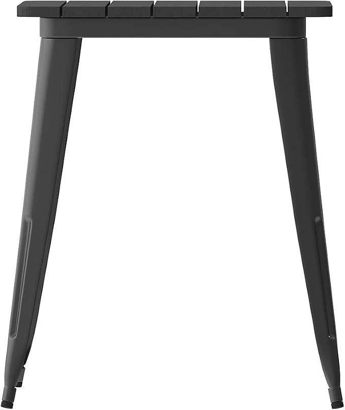 Flash Furniture Declan Commercial Outdoor Dining Table, All Weather Poly Resin Top with Steel Base, 23.75" Square, Black/Black