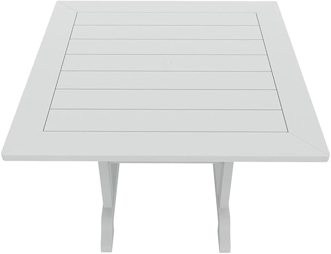 Costaelm Square Outdoor Dining Tables, 43'' Patio Table with Umbrella Hole for 4 Person, Balcony Outdoor Buffet Porch for Outside Lawn Porch Bistro Furniture, White