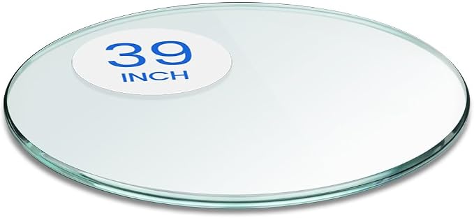 Dulles Glass 39 inch Round Glass Table Top - Tempered - 3/8" Thick Glass Surface, Safe Pencil Edge, Multipurpose for Dining Table, Patio, Coffee and End Table