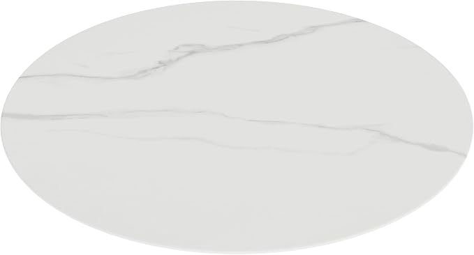 24" Round Tempered Glass Table Top, Marble Glass Surface Protector Heat & Scratch Resistant Multipurpose for Dining, Coffee, Restaurant, Office and End Table (White Marble Pattern, 24 Inch)