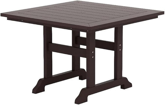 Costaelm Square Outdoor Dining Tables, 43'' Patio Table with Umbrella Hole for 4 Person, Balcony Outdoor Buffet Porch for Outside Lawn Porch Bistro Furniture, Dark Brown