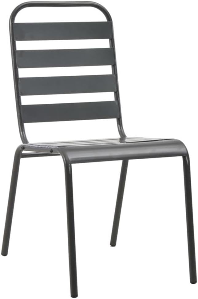 Bowery Hill 5-Piece Steel Patio Dining Set, E-Coated Powder-Coated Finish in Dark Gray, Includes Table and 4 Stackable Chairs, Modern Style, Indoor/Outdoor Use, Perfect for Garden, Terrace, or Balcony