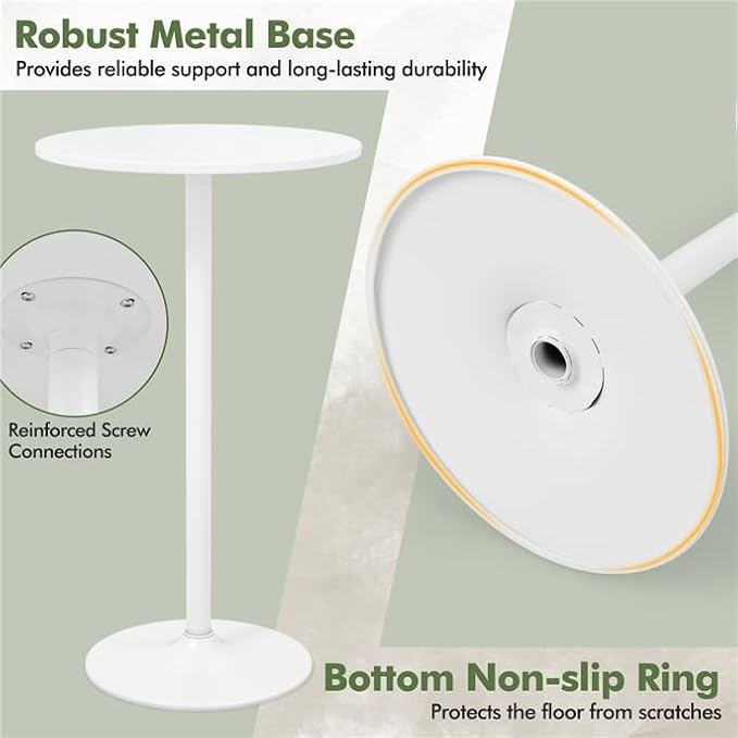 ERGOMASTER Cocktail Table,Two-in-one Modern Style Standing Circular Bar Table 40"/22" Two Convertible Height Suitable for Dining Room, Restaurant, Kitchen (4, White)