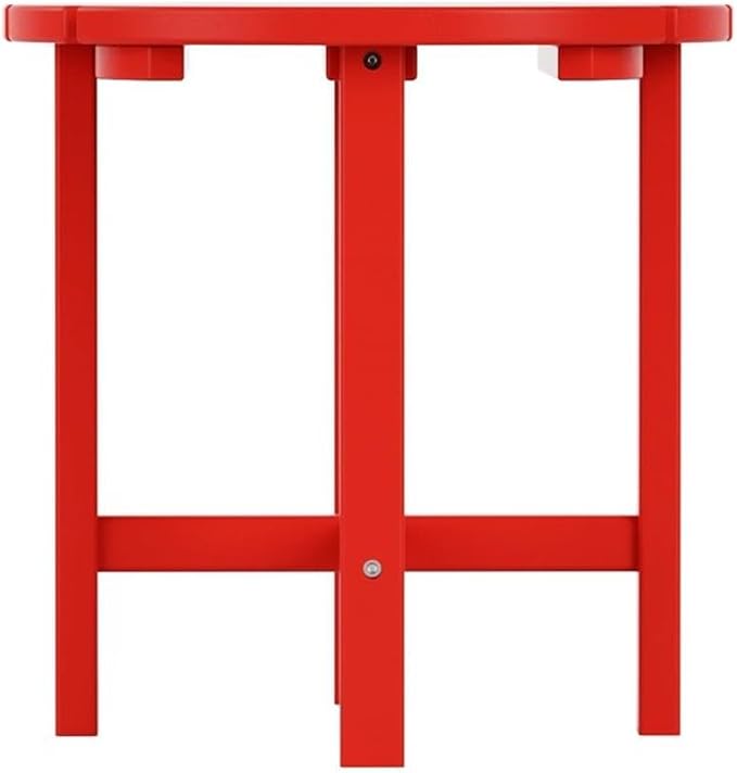 Costaelm Round Outdoor Side Tables, Adirondack Patio Tables for Outside, HDPE Patio End Table Weather Resistant, Balcony Table for Pool, Seaside, Backyard, Porch, Indoor Companion, Red