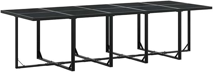 Afuera Living 11-Piece Rattan Garden Dining Set, Black/Cream White, Weather-Resistant PE Rattan, Matte Finish, Includes Table and 10 Chairs with Cushions, Outdoor Patio Furniture for Garden or Terrace