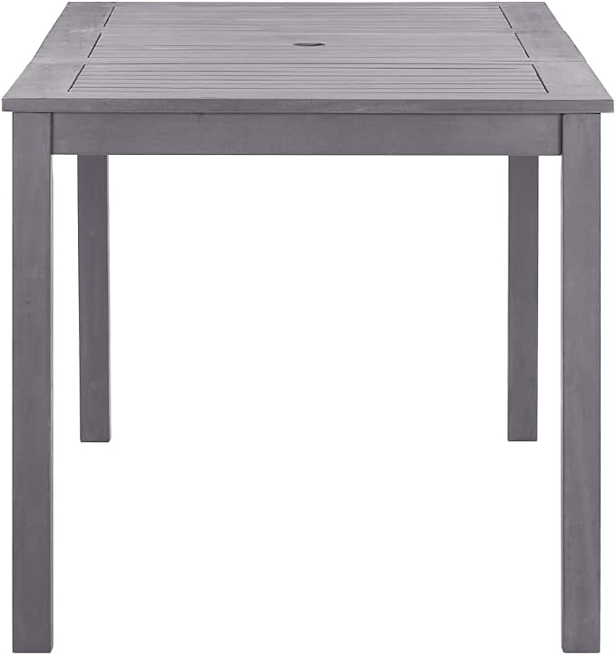 Grey Wash Solid Acacia Wood Garden Table 140cm, Wood Grey Table for Outdoor Patio Terrace, Durable Rectangular Dining Seats 4 People