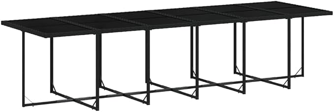 13 Piece Patio Dining Set with Cushions Black Poly Rattan Outdoor Garden Table and 12 Folding Chairs with Cream White Padded Seat Cushions for Backyard Porch Poolside Entertaining